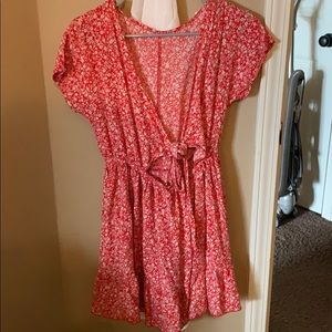 Red summery floral dress